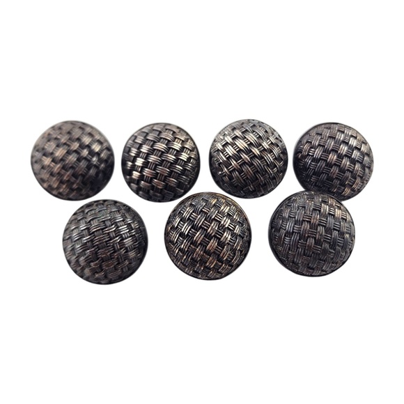 Vintage John Hardy Sterling Silver Set of 7 Basket Weave Buttons #19088